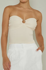 Real Talk Sweetheart Neckline Top Cream