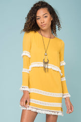 Ansley Cute Tassle Dress Yellow Mustard