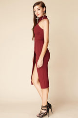 Kennedy Halter Top Midi Dress Berry