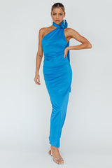 Amora Rose Halterneck Maxi Dress Blue