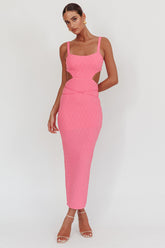 Piera Cut-Out Waist Maxi Dress Hot Pink