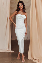 This Magic Moment Bow Bust Midi Dress White