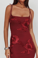 Kaela Tied Shoulder Maxi Dress Embellished Wine