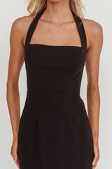 Shellie Square Neckline Halter Maxi Dress Black