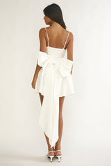 Wilder Oversized Back Bow Mini Dress White