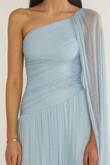 Zorina One-Shoulder Drape Maxi Dress Blue