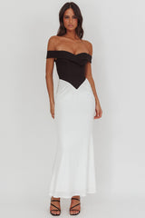 Yasmine Contrasting Bodice Maxi Dress Black/White