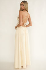 Marivelle Frill Trim Maxi Skirt Oyster