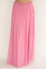 Marivelle Frill Trim Maxi Skirt Pink