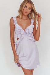 Second Chances Ruffle Trim Mini Dress Lilac