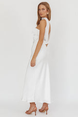 Damsel Reverse Halter Frill Trim Maxi Dress White