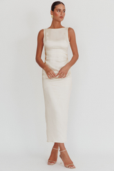 Leila Boat Neck Maxi Dress Ivory