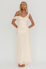 Keia Crepe Chiffon One-Shoulder Maxi Dress Oyster