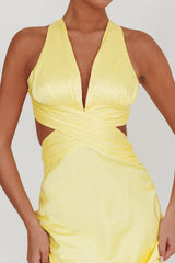 On And On Crossover Cut-Out Maxi Dress Lemon