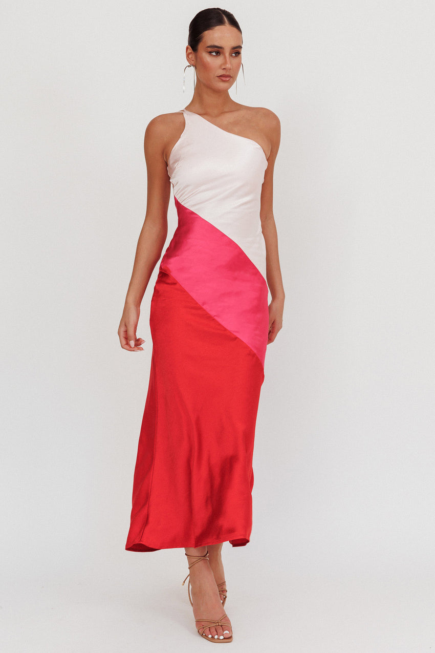 Swipe Right One-Shoulder Maxi Dress Pink