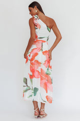 Kinley One-Shoulder Ruffle Maxi Dress Floral Red