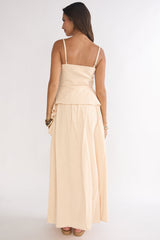 Riviera Romance Pleat Maxi Skirt Cream