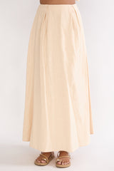Riviera Romance Pleat Maxi Skirt Cream