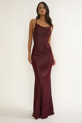 Oralia Criss-Cross Back Maxi Dress Burgundy