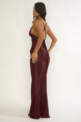 Oralia Criss-Cross Back Maxi Dress Burgundy