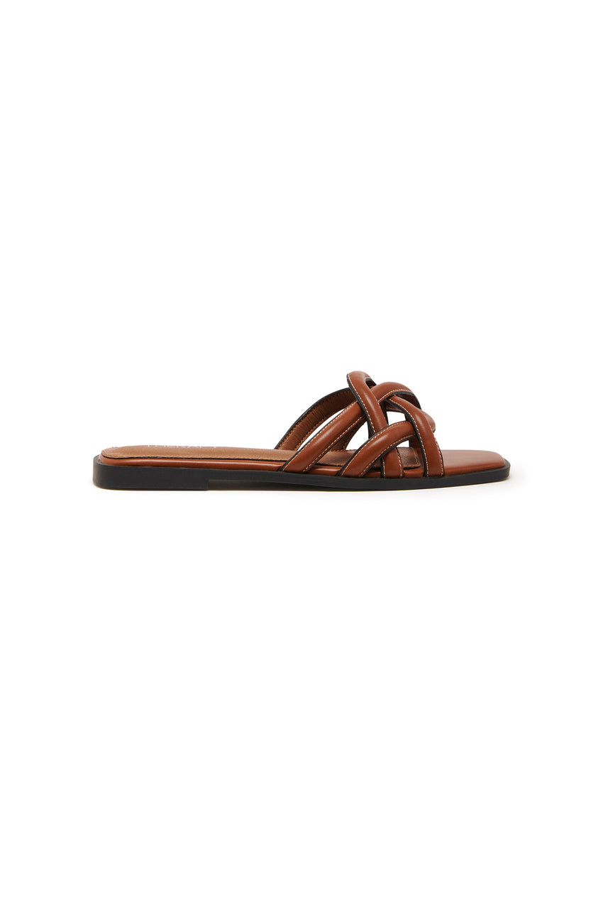 THERAPY Gabrielle Flat Sandal Dark Tan