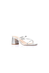 VERALi Stanford Block Heel Mules Silver Metallic