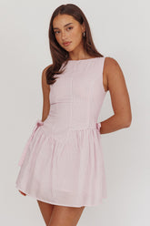 Teely Waist Bows Mini Dress Stripe Blush
