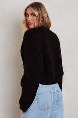 Prime Time Cable Knit Cardigan Black