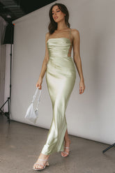Heaven On Earth Lace-Up Back Maxi Dress Kiwi