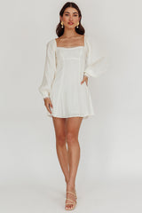 Chamberlain Balloon Sleeves Mini Dress White