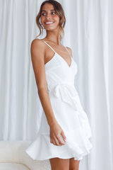 Khandi Wrap Ruffle Dress White
