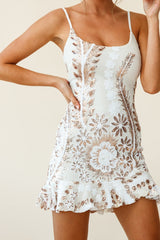 Emoji Sequin Embellishment Bodycon Mini Dress White