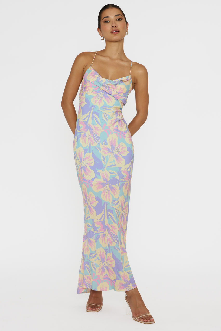 Libby Scoop Back Maxi Dress Floral Blue