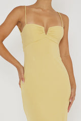 Namrata Twist Back Ribbed Midi Dress Lemon
