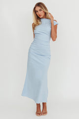 Angel's Song Asymmetric Neckline Maxi Dress Blue