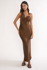 Girl's Night Halterneck Maxi Dress Chocolate