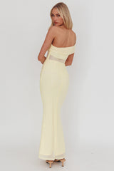 Gala One-Shoulder Sheer Waist Maxi Dress Yellow