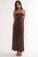 Isle Cut-Out Halterneck Maxi Dress Gold