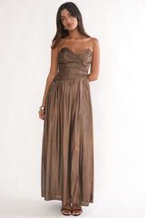 Marin Pointed Sweetheart Maxi Dress Gold