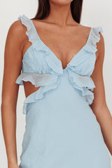 Second Chances Ruffle Trim Maxi Dress Blue
