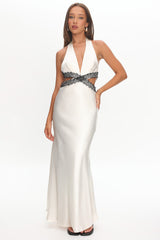 Of Your Dreams Cut-Out Halter Dress Oyster