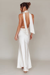 Italia Azure Halterneck Maxi Dress Oyster