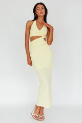 Giulia Cut-out Ribbed Halterneck Midi Dress Butter