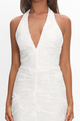 Alisette Halter Split Maxi Dress White