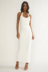 Shailyn Scoop Neck Halter Maxi Dress White