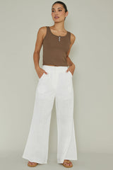 Recess Thick Strap Ribbed Top Brown
