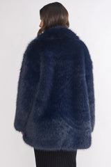 Rilani Faux Fur Pocket Coat Navy