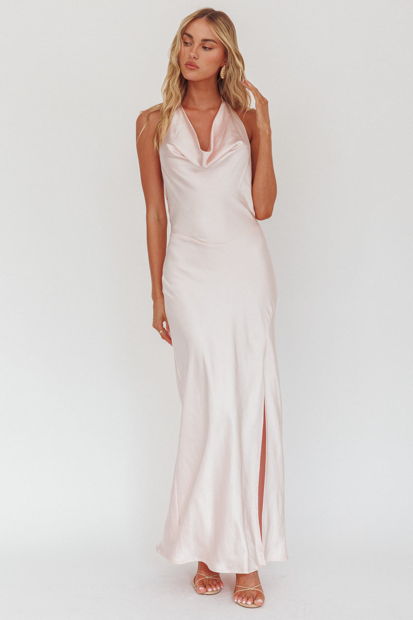 Element Tied Halter Maxi Dress Pink