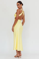 On And On Crossover Cut-Out Maxi Dress Lemon