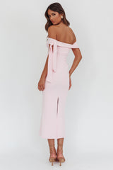 Aurora Sky Off-Shoulder Tie Maxi Dress Pink